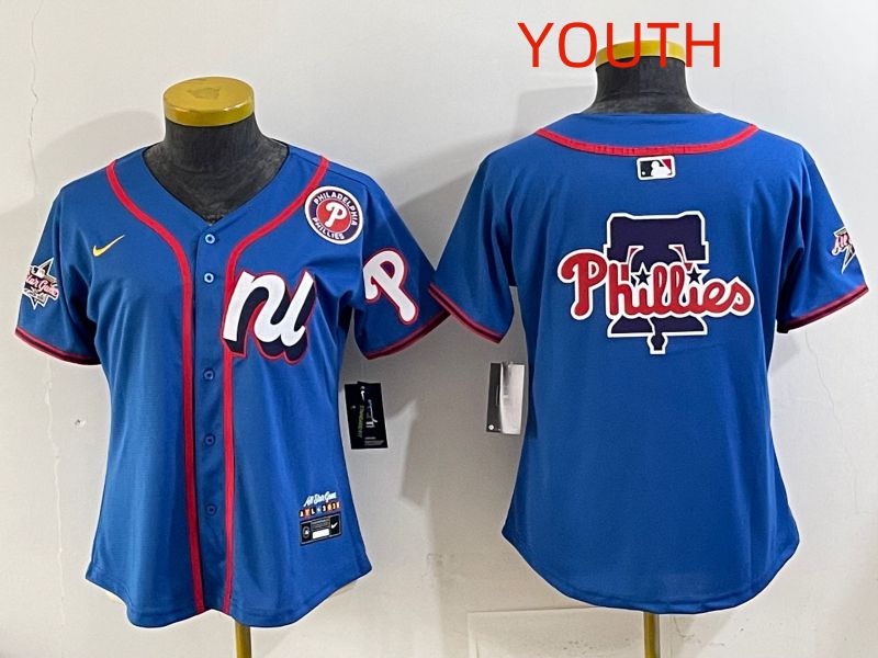 Youth 2025 Philadelphia Phillies Blank Blue All star Nike MLB Jersey style 04->women mlb jersey->Women Jersey
